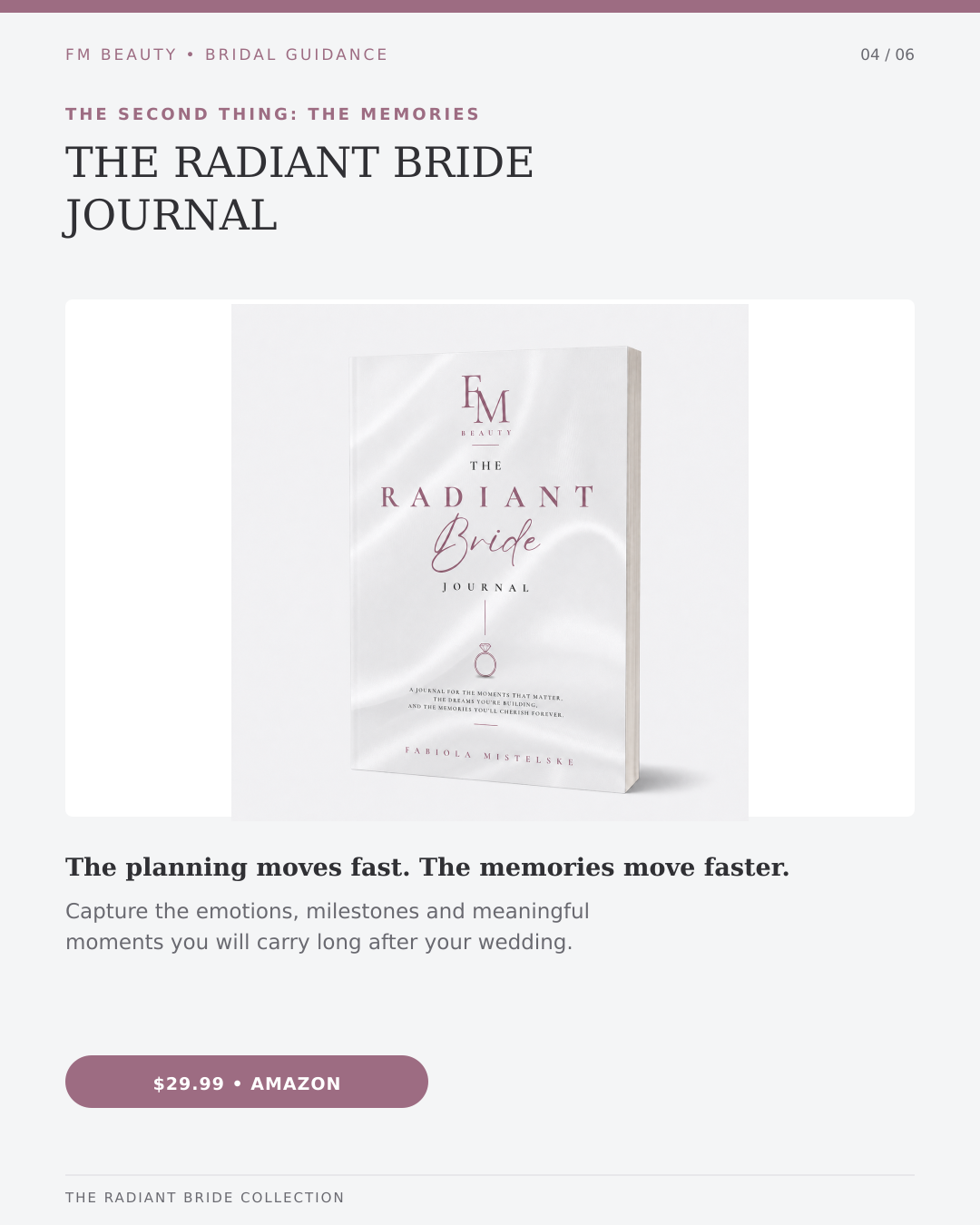 Upright printed copy of The Radiant Bride Journal by Fabiola Mistelske
